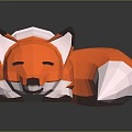 Low Poly Style Orange And White Fox Lying Down 3D Model Design 3d model