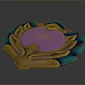 Elegant Decorative Pink Mirror With Blue And Gold Petal Shaped Frame
