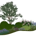 Small fresh Japanese net red ins garden shrub modeling combination 3d model