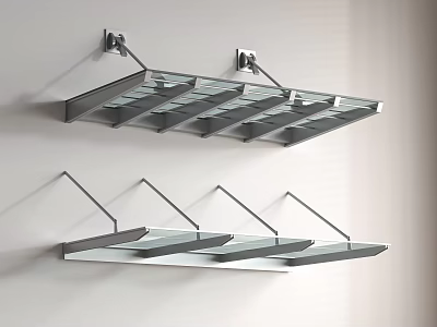 Modern Wall Mounted Awning With Metal Frame And Glass Panels Design 3d model