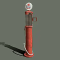 Red Vintage Industrial Fuel Pump with Glass Cylinder Mobilgas Logo and Hose