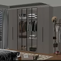 Modern Minimalist White Wardrobe With Glass Doors And Built In Warm Lighting For Bedroom Storage