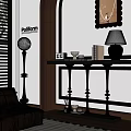 Poliform Stylish Console Table With Lamp Books And Decorative Items Near Window