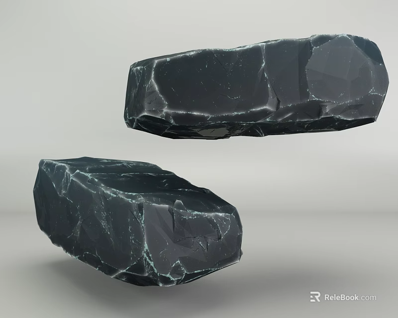 Natural Black Stone With Rough Surface And Textured Design For Decorative Use 3d model 