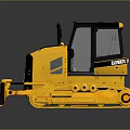 Yellow Tracked Bulldozer Utility Vehicle With Front Blade and Black Cab