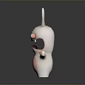 Cute Cartoon Rabbit 3D Model With Open Arms White Body Pink Ears And Blue Eyes