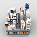 Creative Building Blocks City Model With Tall Buildings Various Colors And Base Platform Details
