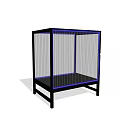 Modern Entryway Side Cabinet With Black Frame And Striped Glass Panel Design