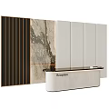 Modern Style Reception Desk With Marble Wall And Vertical Stripe Design Elements 3d model