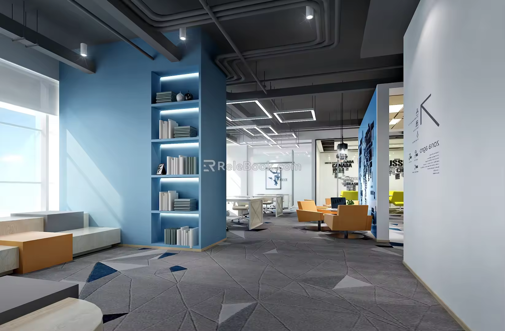 Office Reception Desk Rest Area Office 3d model