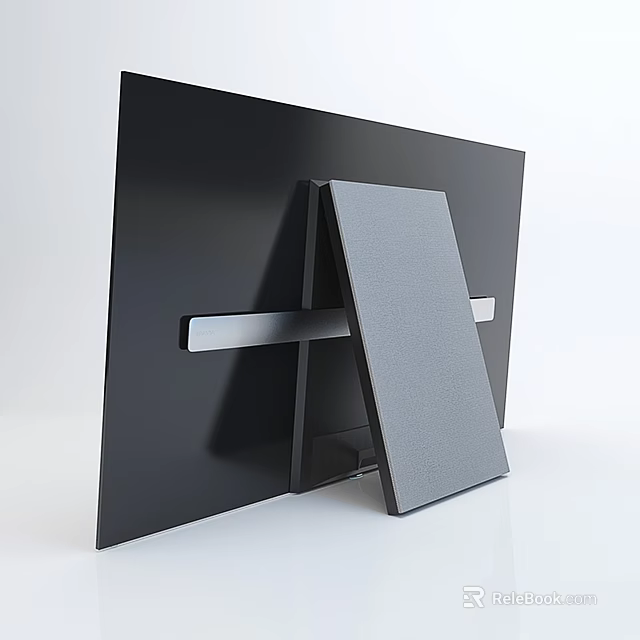 Sleek Modern Black Computer Monitor With Gray Stand And Panel Design 3d model 