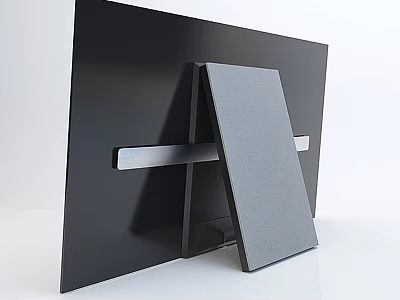 Sleek Modern Black Computer Monitor With Gray Stand And Panel Design 3d model