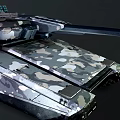 Modern Camouflage Military Tank With Turret Main Gun Barrel And Tracks
