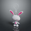 Cute White Rabbit Keychain With Pink Ears Chest Decoration And Hanging Loop