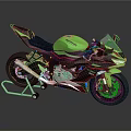 Green Sporty Motorcycle With Sleek Design Black Accents Red White Details And Chrome Exhaust