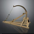 Ancient Wooden Catapult Weapon with Medieval Siege Warfare Design and Frame Structure
