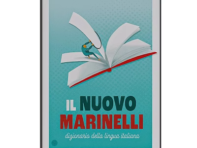 Nuovo Marinelli Italian Language Dictionary With Open Book And Magnifying Glass Illustration 3d model