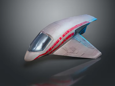 Sleek Futuristic Aircraft With White Body Red Stripes And Transparent Cockpit 3d model
