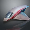 Sleek Futuristic Aircraft With White Body Red Stripes And Transparent Cockpit