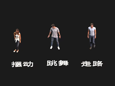 Two People Showing Different Swinging Dancing And Walking Movements 3d model