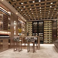 Luxury Tobacco And Wine Store Interior With Wine Racks Display Shelves And Seating Area