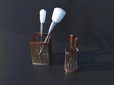 Metal Tea Utensil Storage Cases With Small And Large Sizes Holding Tea Tools 3d model