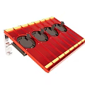 Red Inclined Mechanical Structure With White Support Legs And Black Parts