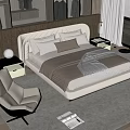 Modern Double Bed In Stylish Bedroom With Bedside Table Chair And Carpet