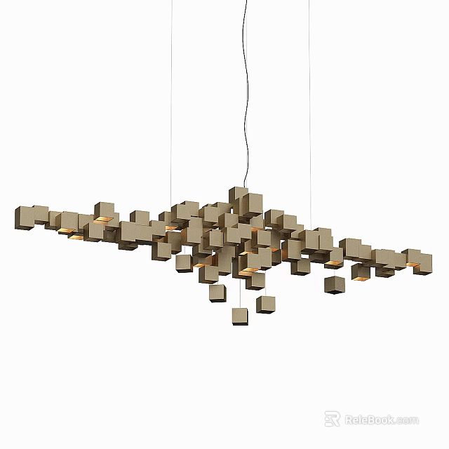 Modern Geometric Chandelier With Irregular Cube Cluster And Integrated Lighting 3d model 