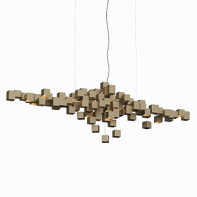 Modern Geometric Chandelier With Irregular Cube Cluster And Integrated Lighting 3d model
