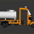 Orange Three Wheeled Practical Utility Vehicle With Silver Storage Tank For Transport