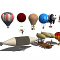 Fun Playground Equipment With Hot Air Balloons Panda Shaped Inflatables And Pencil Shaped Airship