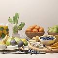 Fresh Assorted Fruits And Cheeses With Lemons Limes Oranges Pears Blueberries Figs On Wooden Board