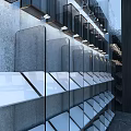 Modern Display Shelves With Glass Layers And Integrated LED Lighting For Retail Spaces