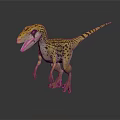 Realistic Yellow Spotted Dinosaur Character Standing With Open Mouth On Dark Background