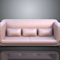 Modern Light Pink Sofa With Three Cushions And Sleek Lines Design