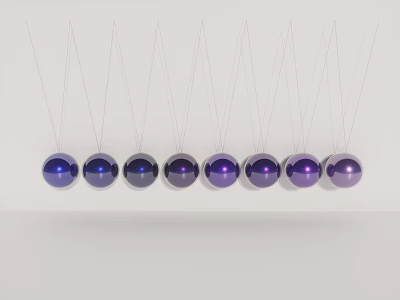 Hanging Spherical Decorative Ornaments With Blue Purple Gradient Color Arranged In Row 3d model