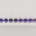 Hanging Spherical Decorative Ornaments With Blue Purple Gradient Color Arranged In Row