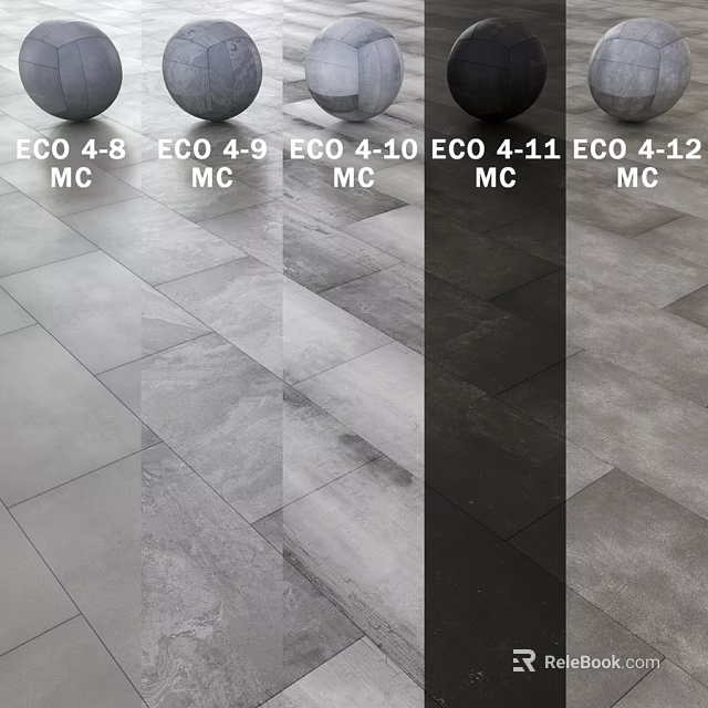 Gray Textured Floor Tile Components From ECO 4-8 to 4-12 MC Series 3d model 