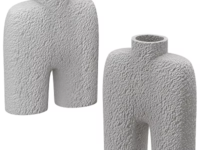 Gray Textured Abstract Human Shape Decorative Ornament Set For Home Interior Decoration 3d model
