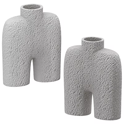 Gray Textured Abstract Human Shape Decorative Ornament Set For Home Interior Decoration 3d model