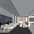 Luxurious Sales Office Interior With Modern Design Spacious Lounge Large Windows And Gold Ceiling Accents