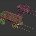 Vintage Wooden Handcarts With Spoked Wheels Wooden Cart Bed And Handles