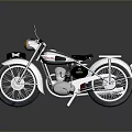 Classic Vintage Motorcycle With Black Body Silver Engine Round Headlight And Rearview Mirror