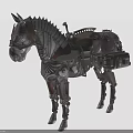 Steampunk Mechanical Horse Featuring Detailed Metal Structure Leather Saddle And Gear Components