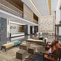 Luxurious Hotel Lobby Interior Design With Reception Desk Sofas And Modern Decor 3d model