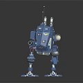 Blue Mechanical Four Legged Robot Character With Weapon Antenna And Sci Fi Creature Design Number 4