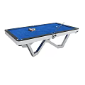 Stylish Blue Felt Pool Table With White Frame Billiard Balls And Cue Stick
