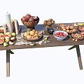 Assorted Fresh Fruits Arranged in Bowls and Baskets on Wooden Table