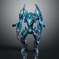 Shiny Blue Mechanical Character Creature With Futuristic Sci-Fi Armor Design 3d model